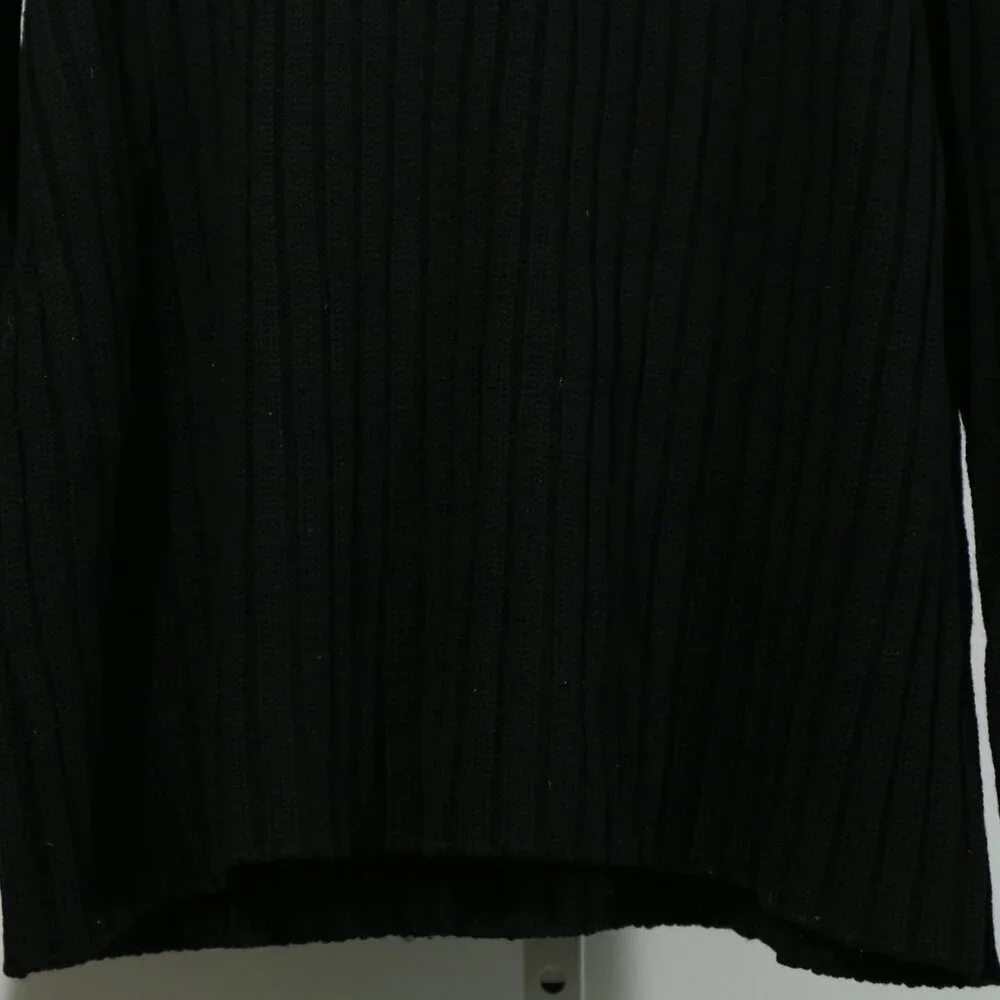 1990’s J.Crew Black Merino Wool Ribbed Turtleneck – Minimalist Quiet Luxury